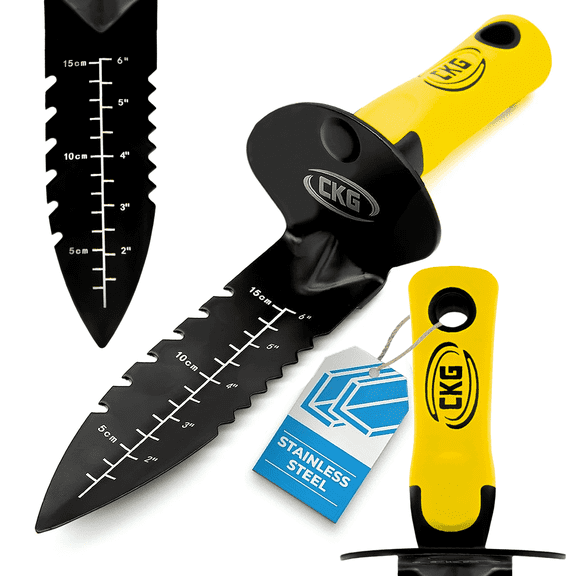 CKG Metal Detecting Shovel, Heavy Duty Double Serrated Edge Digger - Metal Detecting Digging Tool with Sheath - Digging Knife for Gardening Trowel Hunting Camping