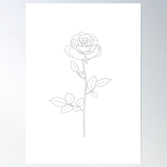 Rose Line Drawing Poster Wall Art, Modern Wall Decor For Living Room Bedroom, 8x12 UNFRAMED