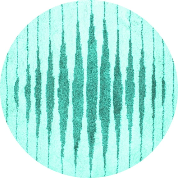 Ahgly Company Machine Washable Indoor Round Solid Turquoise Blue Modern Area Rugs, 4' Round
