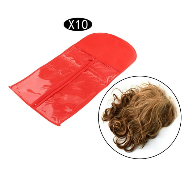 Bolsa de almacenamiento para extensiones de cabello piezas, bolsa protectora organizadora de almacenamiento de postizos para tienda, cabello - rojo Yinane Bolsa de almacenamiento de peluca