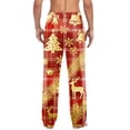 thumbnail image 5 of Mgmyaa Men's Christmas Print Straight-Leg Sleep Pants, Drawstring Elastic Waist Pajama Pants with Pockets, 5 of 8