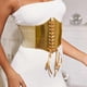 thumbnail image 2 of Goth Gothic Clothing Underbust Corset Women Belts Elastic Wide Bright Leather Golden Corsets for Waist Trainer, 2 of 5