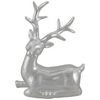 10 in. Sitting Reindeer Christmas Tabletop Decor, Metallic Silver