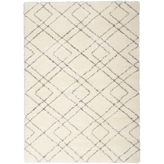 Nourison Luxurious Shag Lattice Indoor Area Rug Ivory 4' x 6'