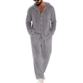 thumbnail image 2 of GrmtClth Men' Linen Sets Outfits Summer Hoodie Clothing Workout Yoga Pants Button Down Long Sleeve Trend 2 Piece Set Dark Gray L, 2 of 6