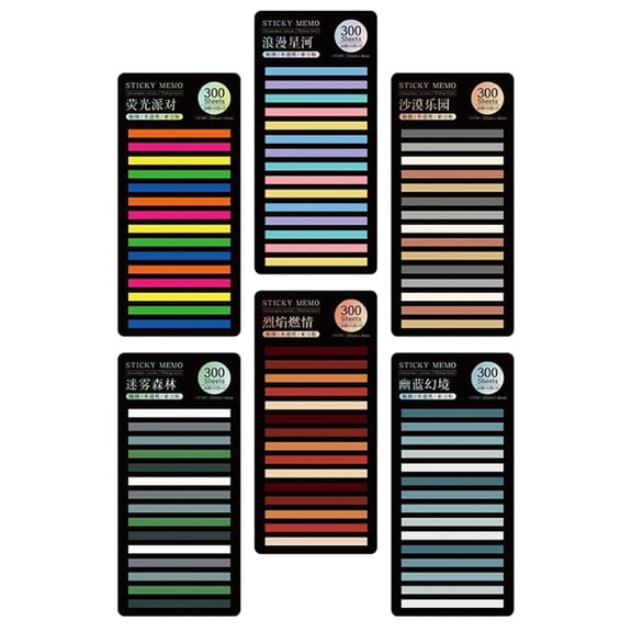 Raindrops Colorful Reading Strips for Decor Assorted Color PET Material Office Supplies Portable Notebook Strips 6 Sets