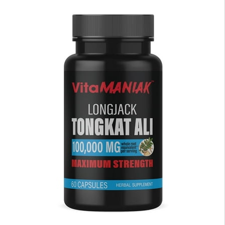 VItaManiak Longjack Tongkat Ali 100,000mg Muscle Recovery and Vitality Herbal Supplement, 60 Capsules
