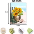 thumbnail image 2 of Framed Vintage Sunflower Wall Decor, Rustic Yellow Sunflower in Straw Woven Tote Bag, Conch Canvas Wall Art, Watercolor Painting Artwork Prints, Modern Gallery Home Decor Ready to Hang 12X16 inch, 2 of 6
