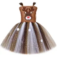 thumbnail image 3 of Disfraz de reno y ciervo para niñas, vestido de Navidad con tutú de ciervo marrón brillante, ropa de fiesta de Navidad para niños pequeños y Halloween, 3 of 5