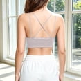 thumbnail image 6 of Feancey Women's Lace Bralette Criss Cross Back Wireless Bras Ruffle Hem Casual Lingerie Bra Comfy Breathable Camisole Bra for Date Night Coffee Free Size, 6 of 7