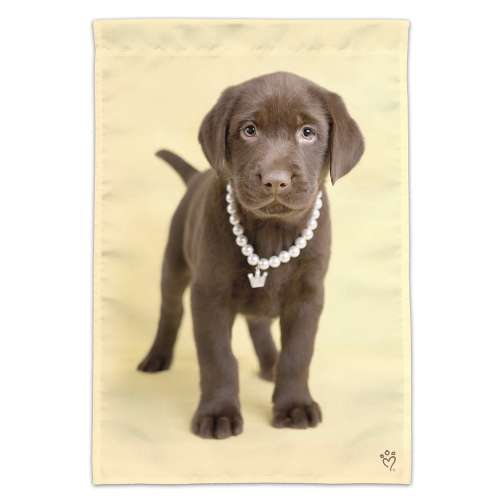 Chocolate Lab Labrador Puppy Dog Crown Necklace Garden Yard Flag 