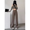 thumbnail image 1 of Pantalones de traje drapeados para mujer, pantalones casuales adelgazantes de cintura alta, rectos y estrechos de pierna ancha para primavera y otoño, 1 of 6