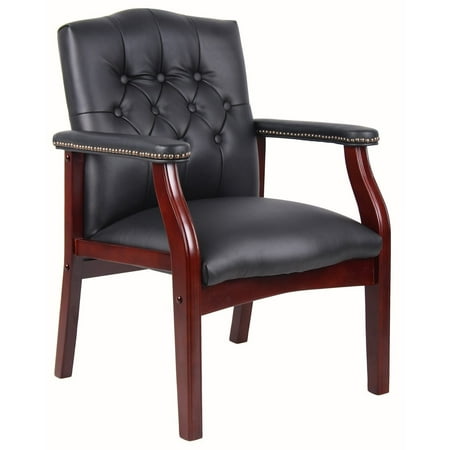 Traditional Black Caressoft Vinyl Guest Chair Conference Room Side