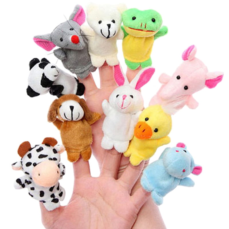 2/10Pcs Finger Puppets Cloth Plush Doll Baby Educational Hand Cartoon Animal Toy 