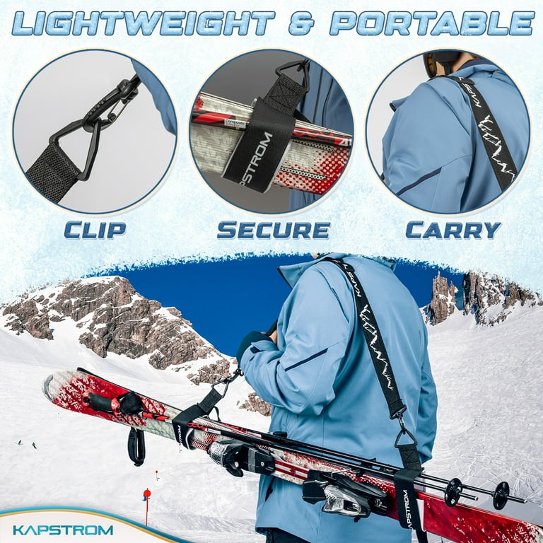 Ski Strap & Pole Carrier for Kids & Adults, Adjustable Shoulder Straps to  Carry Skis & Poles w/ Ease by KapStrom