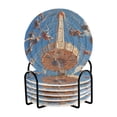thumbnail image 2 of BZSMCE 6Pcs Drink Coasters With Holder 3.94Inch Rotating Flying Chair Painting Creative Coil Coaster Coasters Colors Absorbent Coasters for Drinks Coasters Set Thicken Heat for Home Table, 2 of 7