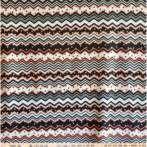 Liverpool Knit Chevron Dot Print Neon/Black 58" Fabric By The Yard