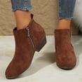 thumbnail image 4 of Viluyesy Womens Ankle Boots, Side Zipper Wide Calf Pointed Toe Fall Winter Suede Dress Booties Brown, 4 of 7