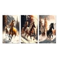 thumbnail image 2 of Designart "Wild Horses Galloping in Winter Scene II" Animals Horse Wall Art Set Of 3 - Horse Brown Gallery Wall Set For Home Decor, 2 of 6