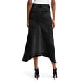 thumbnail image 4 of High Waist Blue Washed Women A Line Irregular Hem Long Denim Skirt, 4 of 7