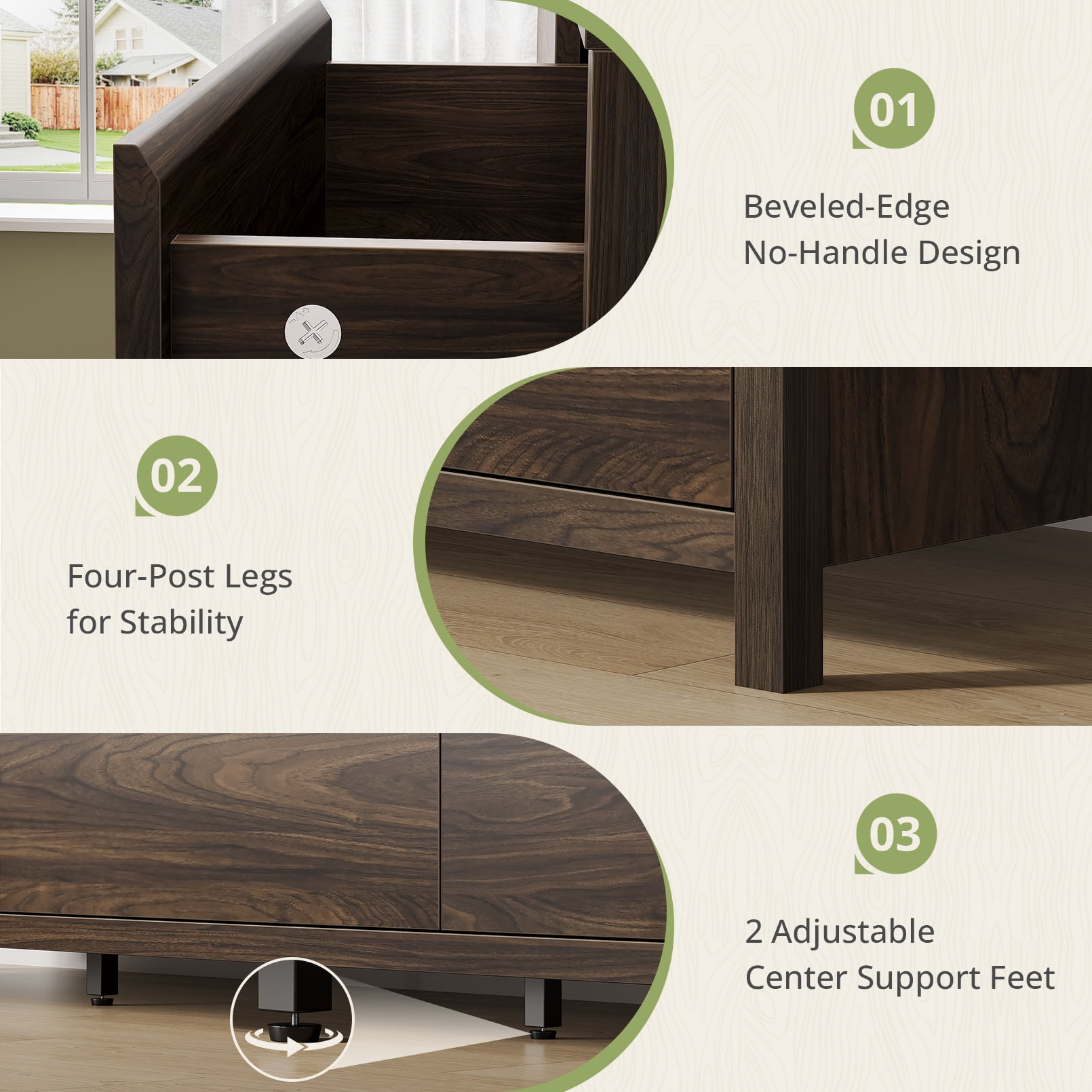 9 Drawer Dresser for Bedroom, 63" Wide Wooden Closet Dresser with Smooth Drawer, Large Dressers & Chests of Drawers for Bedroom Living Room, Walnut Dresser