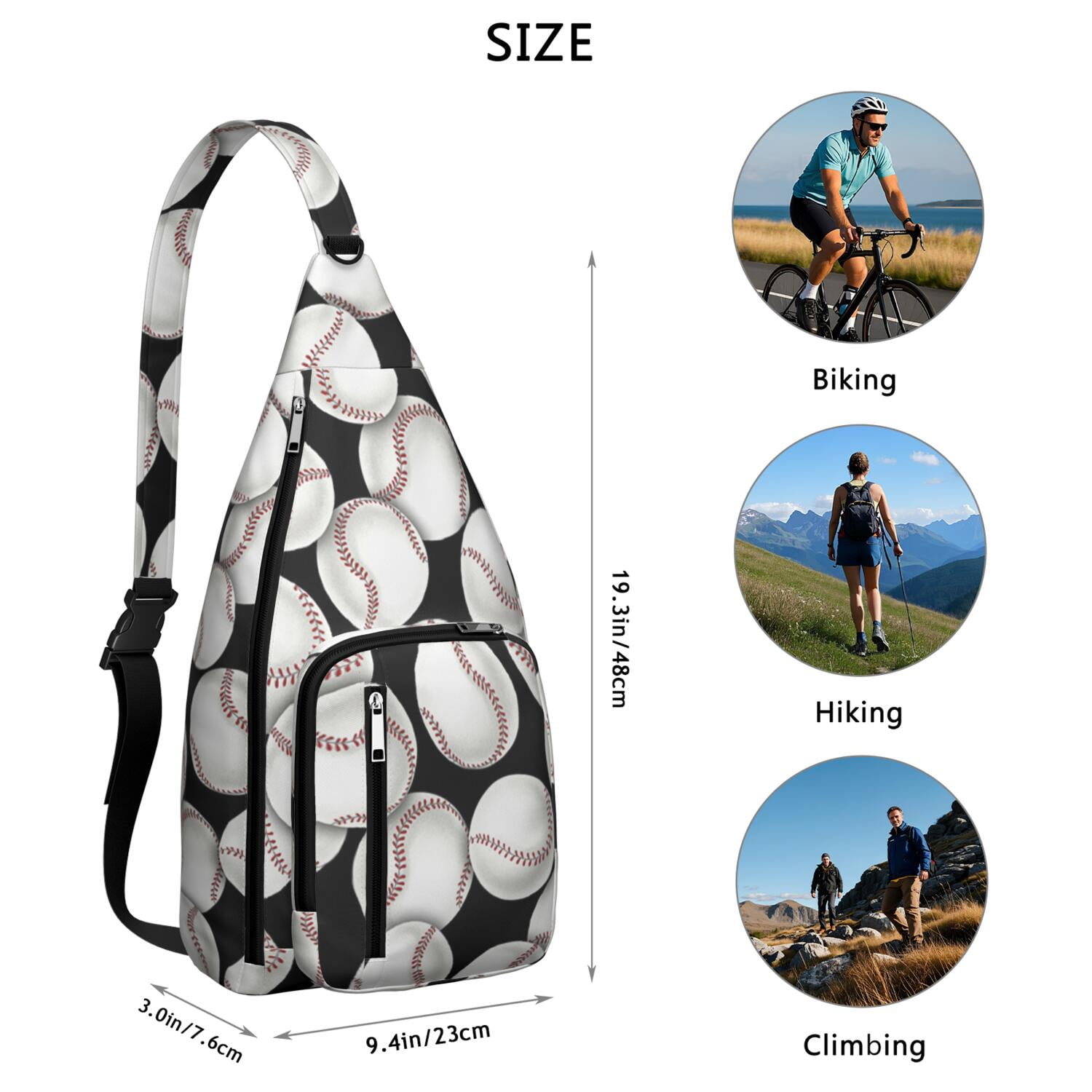 Training Essential Sling Backpack - Sports Print Shoulder Bag for Baseball, Football & Athletic Gear