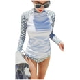 thumbnail image 1 of Women's UV Sun Protection Long-Sleeve Crew Rashguard Dot Rash Guards Athletic Top, 1 of 7