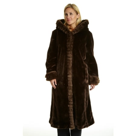 Excelled - Women's Plus Full Length Faux Fur Coat - Walmart.com