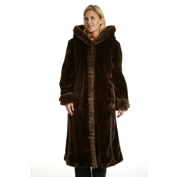Women's Plus Full Length Faux Fur Coat