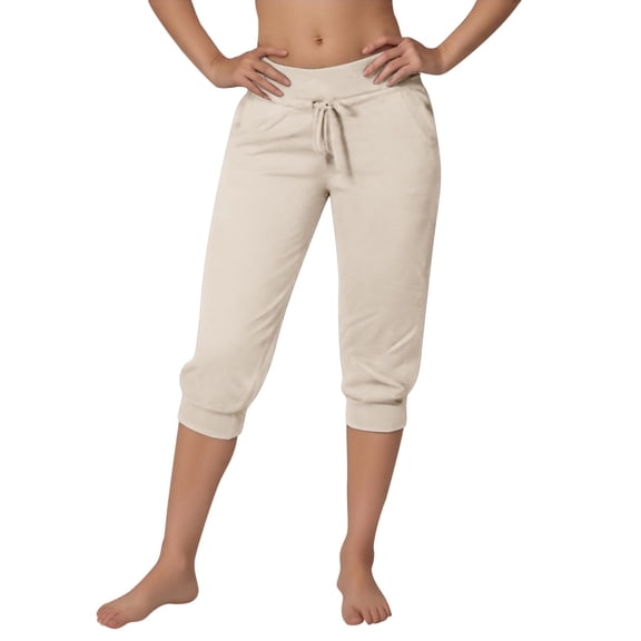 VNKIDY Women's Casual Pants Stretchy Solid Color Capris Sweatpants Fashion Elastic Waisted Drawstring Athletic Trousers For Outdoor Sports Versatile Pants