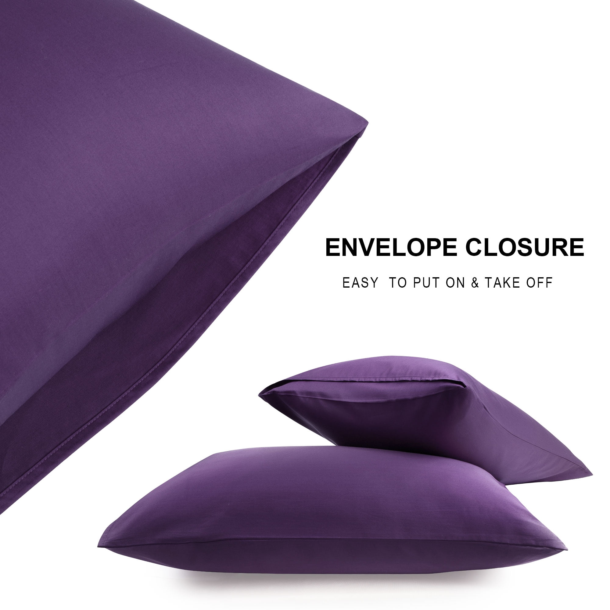 Unique Bargains Breathable Cotton Envelope Closure Pillowcases 2 Pcs Grape King