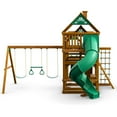 Gorilla Playsets Treasure Trove I Wooden Swing Set with 2 Slides, Rock