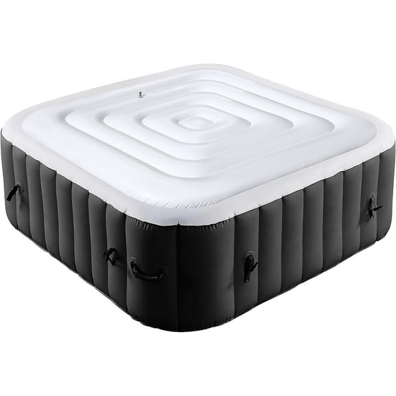 EBAOKUUP 4.2Ft Inflatable Hot Tub Cover- Energy Saving Lid for Square Hot Tub- Foldable Protective Rain Overflow Cover for Inflatable Outdoor Hot Tubs