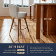 thumbnail image 4 of Genpo Counter Height Bar Stools, Round Seat Swivel Bar Stool Set of 2, 26 inch Low Back Leather Bar Chair with Wood Leg for Kitchen Island 300lbs, Beige, 4 of 8