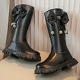 thumbnail image 5 of Zwiiyzr Girls Fall/Winter Princess Boots Bow Knot Knee High Winter Motorcycle Riding Boots Toddler/Little Kid/Big Kid Black, 5 of 9