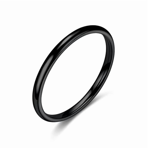 Black Stainless Steel Men Women Wedding Ring Band 2mm Statement Polished Size 10 R19