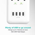 thumbnail image 3 of KMC Surge Protector Wall Tap with Shelf, 3-Outlets, 4 USB Ports,  USB Wall Outlet Extender, White, 3 of 8