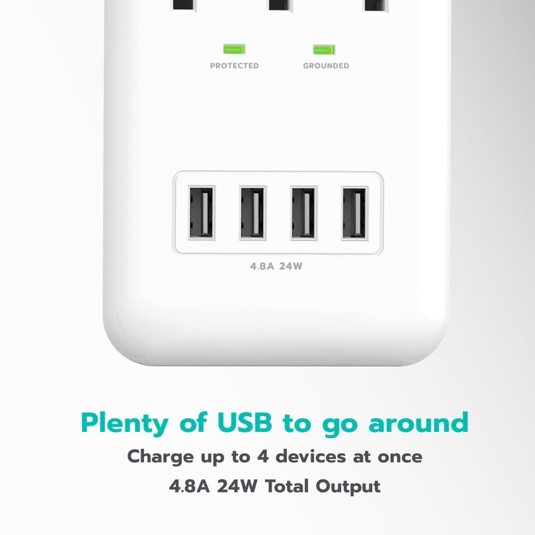 KMC Surge Protector Wall Tap with Shelf and 4 USB photo 6