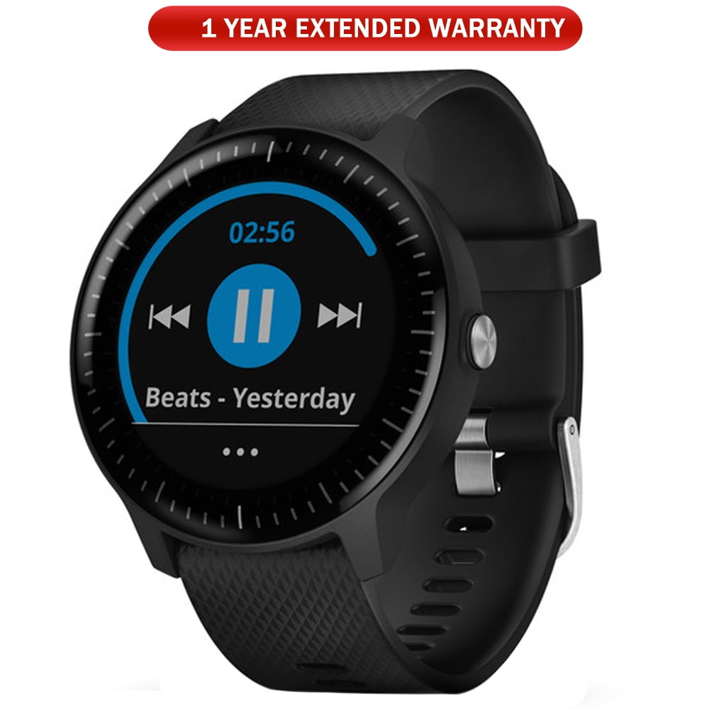 Garmin Vivoactive 3 Music GPS Smartwatch Black with Silver Hardware (010-01985-01) with 1 Year