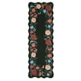 thumbnail image 4 of Washable Runner Rug – Distressed Vintage Floral Scalloped Carpet – Non-Slip, Low-Pile, Mark Resistant, Collapsible Lightweight Area Rug for Entryway, Bedroom, Living Room, Hallway – Black Tone, 2x6ft, 4 of 8