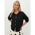 thumbnail image 6 of Womens Long Sleeve Button Up Knit Cardigan Crewneck Button Down Sweaters for Women Black S, 6 of 7