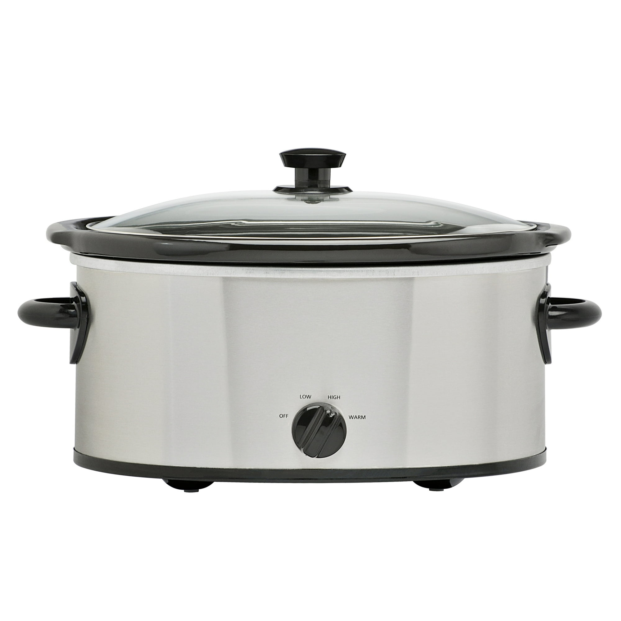 Mainstays 6 Quart Oval Slow Cooker, with Stainless Steel Finish and Glass Lid