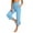 Sky Blue, variant on cocolona Womens Summer Casual Stretch Capri Pants Elastic Waist Straight Splited Wide Leg Cropped Yoga Pants with Pockets