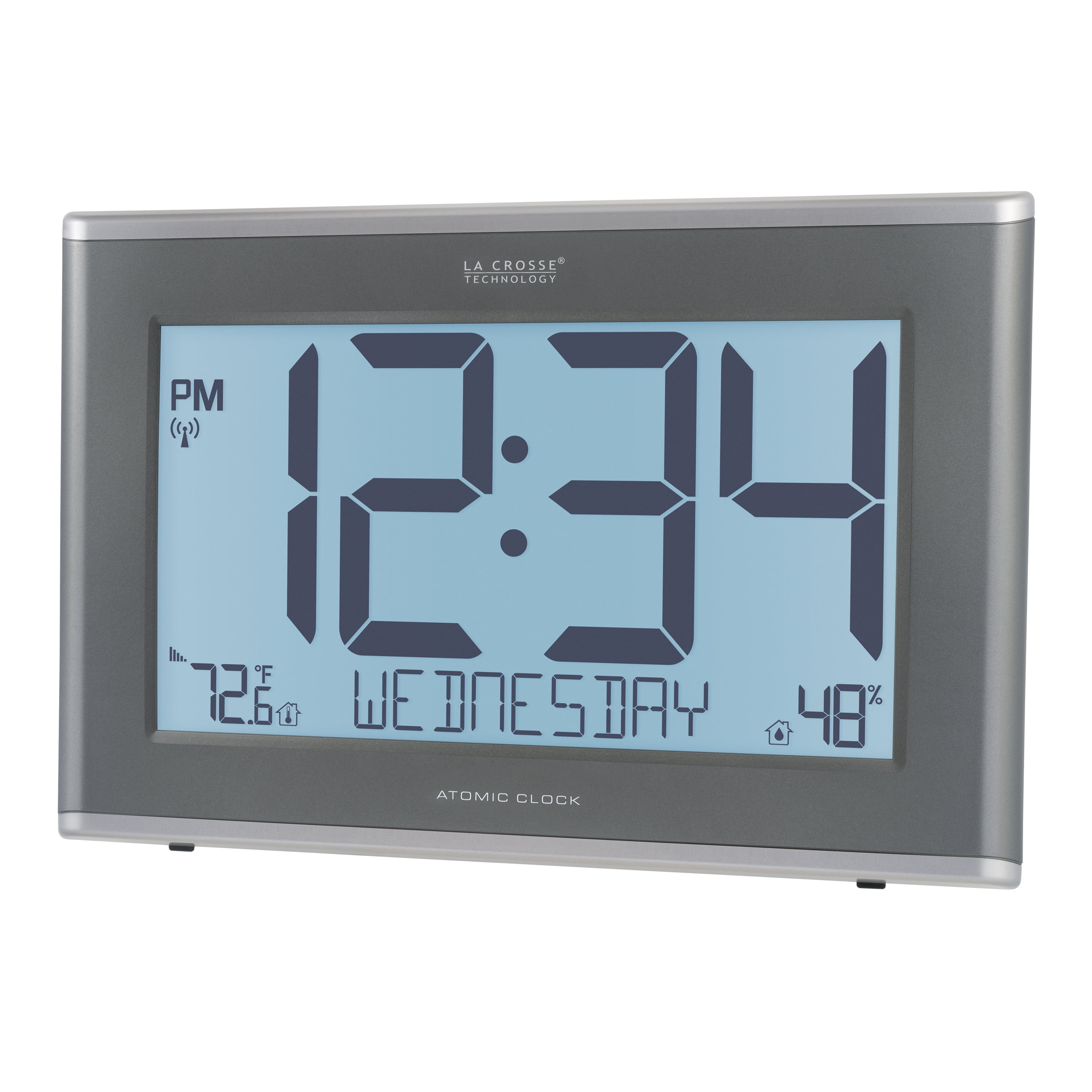 La Crosse Technology 513-05867-int Extra Large Atomic Digital Clock with Indoor Temperature and Humidity - Black