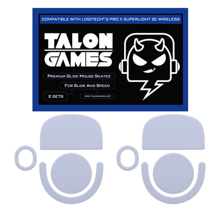 TALONGAMES Mouse Feet Skates For Logitech G PRO X Superlight 2c / GPW4 Wireless Gaming Mouse, Gray, 2Sets