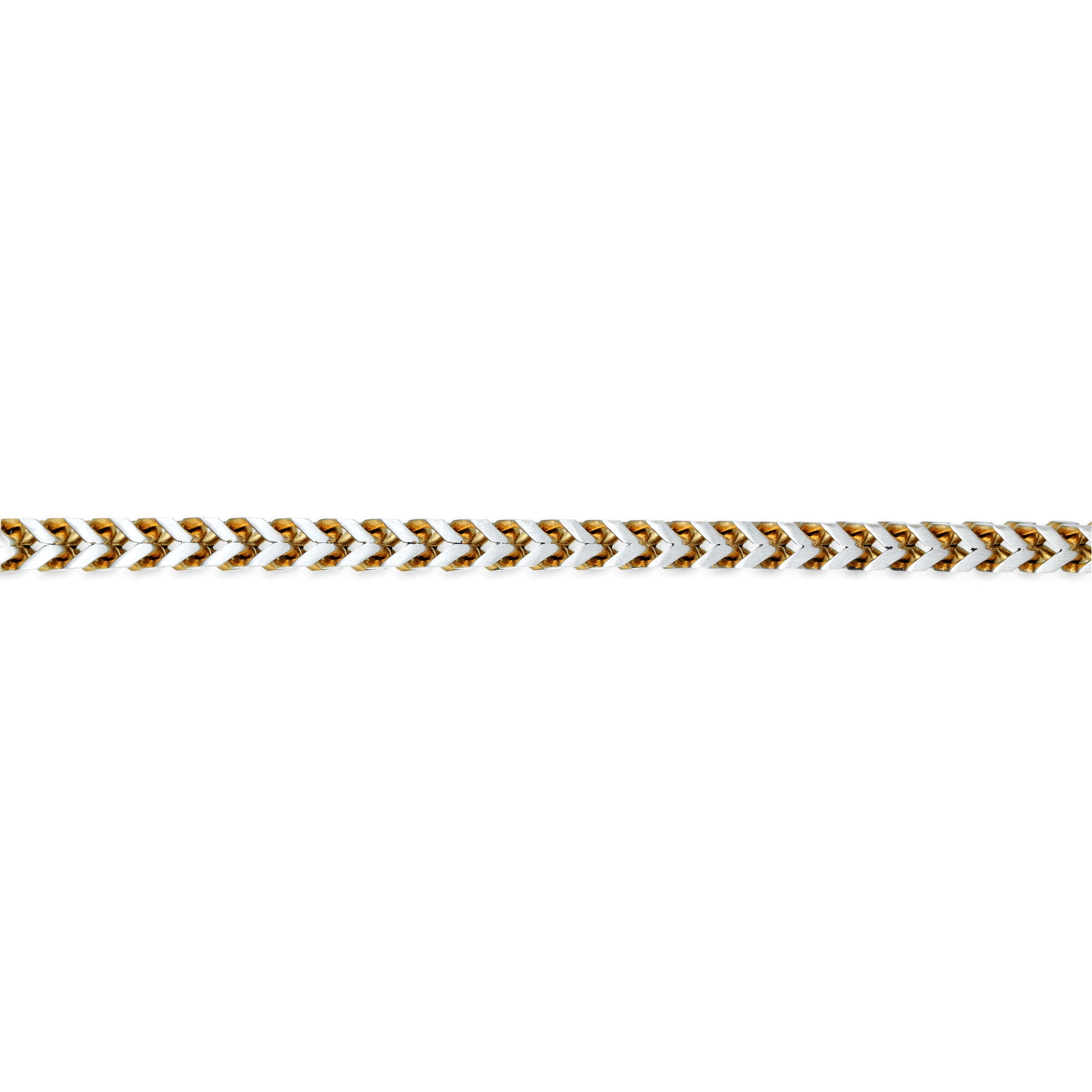 Metro Jewelry Two Tone Foxtail Chain Bracelet for Men in Stainless Steel with Yellow Gold Ion Plating - 9 Inches Long 6 mm Wide with Push Lock