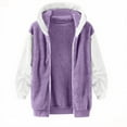 thumbnail image 3 of UQJfacai Girls Fleece Jacket Kids Color Block Zip Up Fall Jackets Casual Outerwear Long Sleeve Hooded Winter Coat with Pockets 5-14 Years, 3 of 4