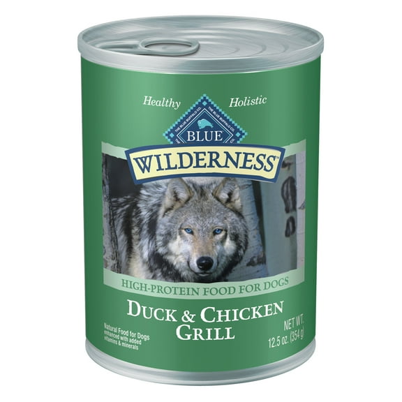 Blue Buffalo Wilderness Adult Wet Dog Food Duck & Chicken Grill, 12.5-oz. Can