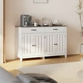 thumbnail image 3 of Coffee Bar Cabinet, Aiho 55" Farmhouse Kitchen Pantry Storage Cabinet, 2 Drawers, 4 Doors and Adjustable Shelf - White+Gray, 3 of 12