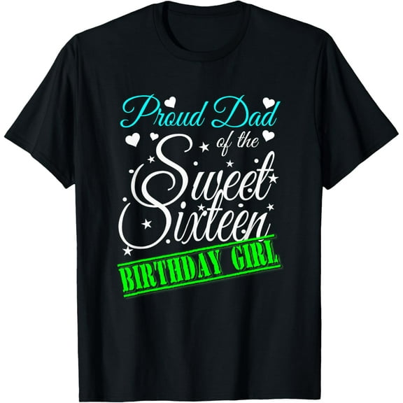 Vintage Sweet 16 Girl Teen Birthday Girl Sixteenth Mom Dad T-ShirtMen and women, Black T-shirt, size: Extra large